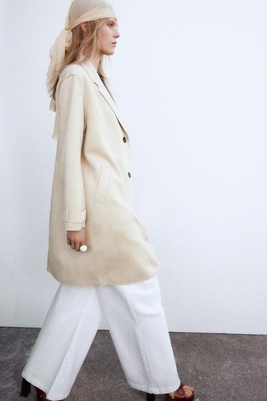 FAUX SUEDE COAT - Ecru by Zara - Image 2