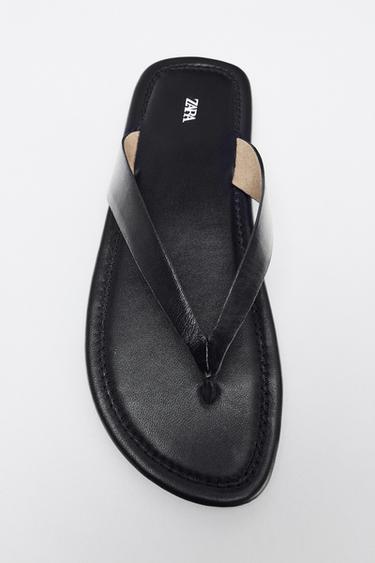 FLACHE LEDERSANDALE - Schwarz von Zara