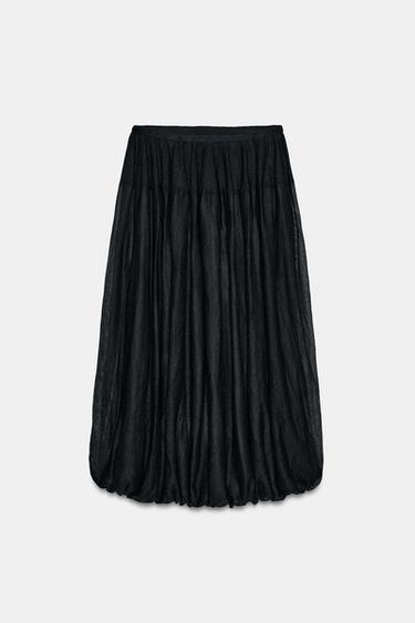 Zara BALLOON MIDI SKIRT - Black