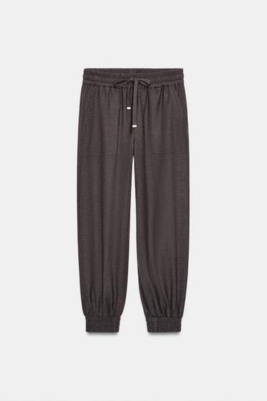 JOGGING TROUSERS WITH ELASTICATED CUFFS - Brown marl by Zara