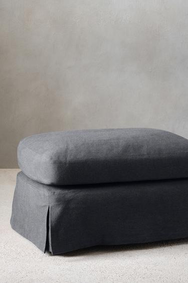 FOOTSTOOL 01 COTTON COVER - MIDNIGHT BLUE by Zara