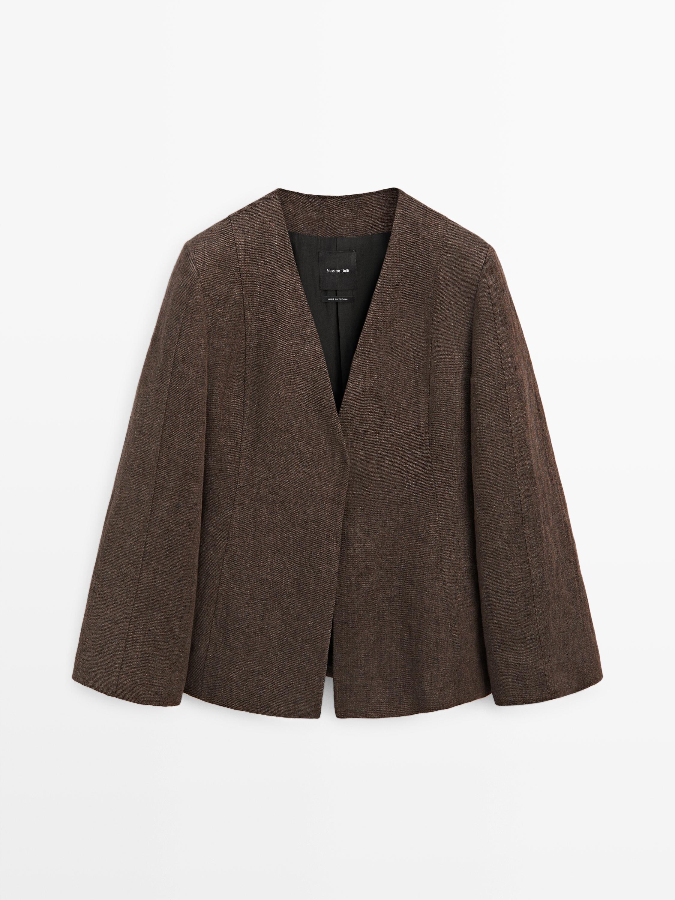 Veste sans revers 100% lin