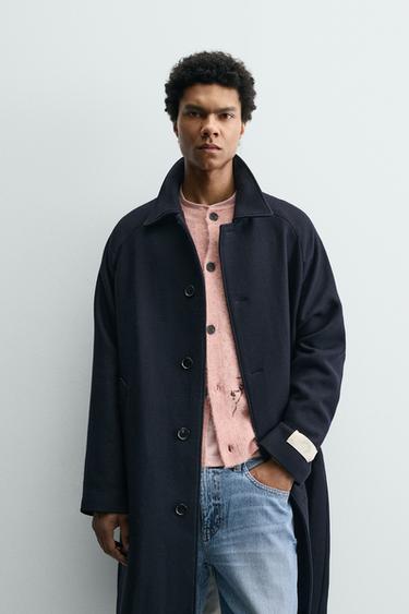 SAMUEL DE SABOIA X ZARA TEXTURED WOOL BLEND COAT - Navy blue by Zara