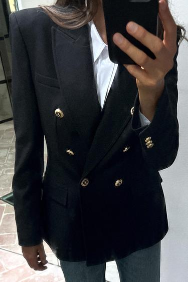 TAILORED DOUBLE-BREASTED BLAZER - Black by Zara