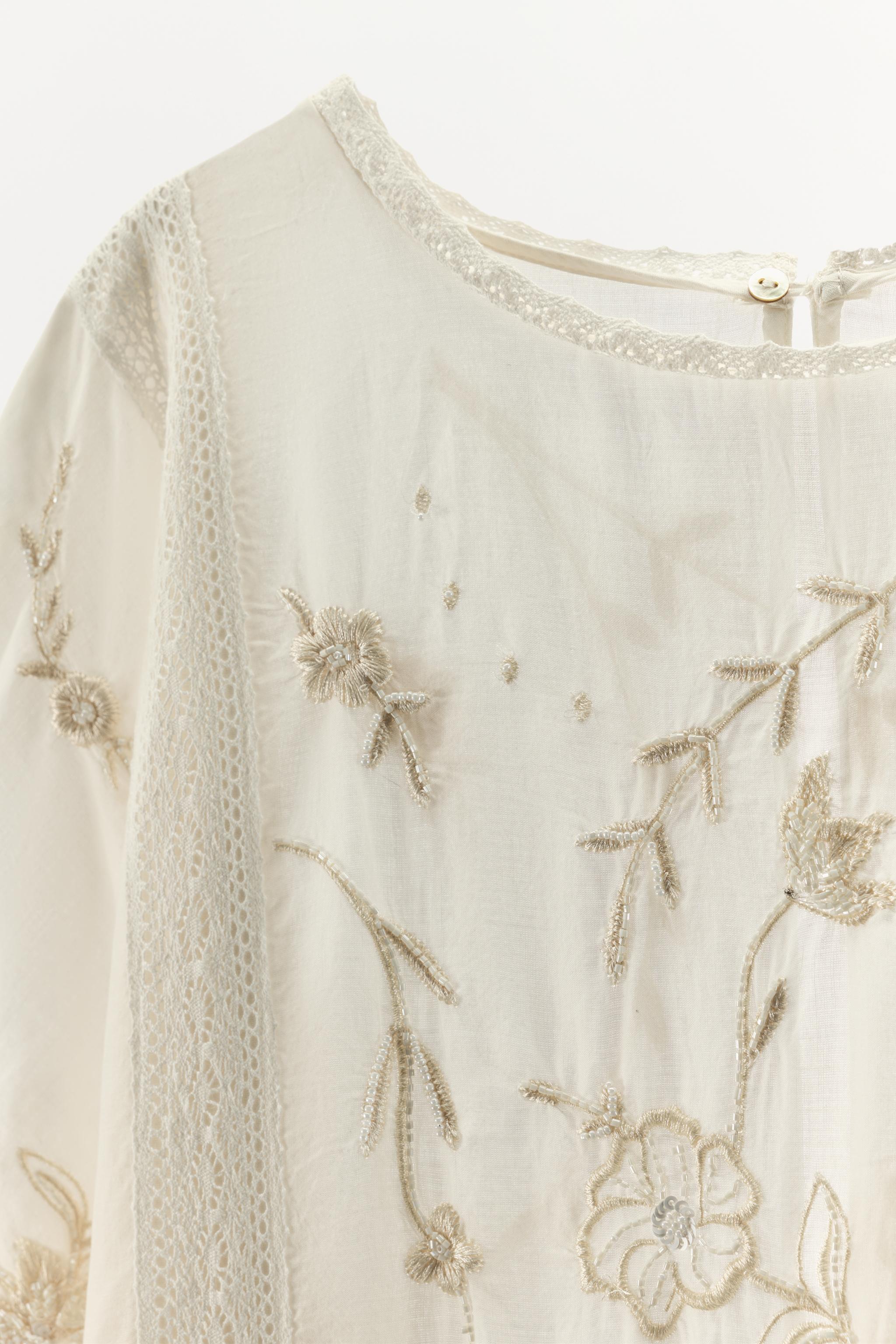 zara embroidered dress limited edition Eva Girls Embroidered Ivory Dress – A Little Lacey main image 1