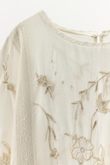 ROBE BRODERIES FANTAISIE ÉDITION LIMITÉE - Blanc cassé de Zara - Image 5