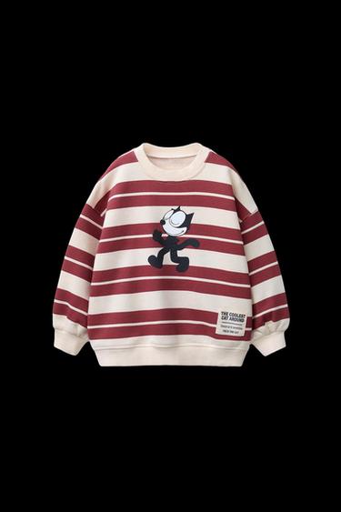 FELIX THE CAT © STRIPED SWEATSHIRT - Ecru / Maroon by Zara - Image 0