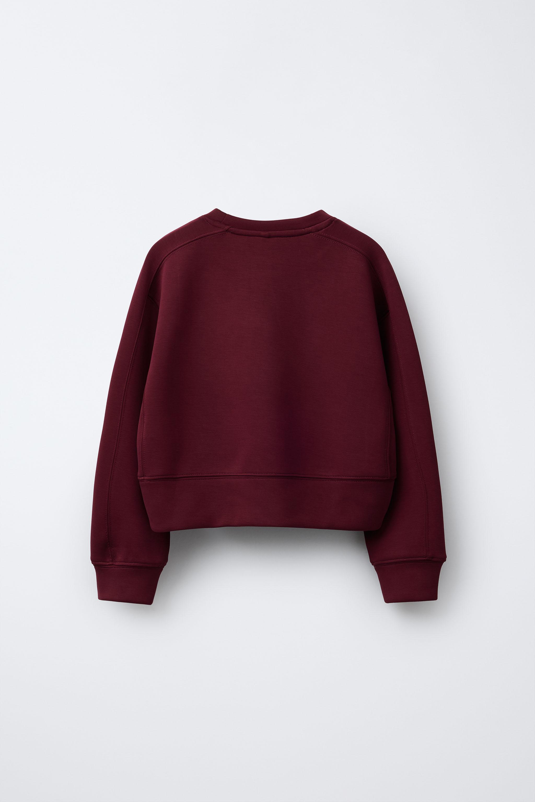 yy________s様 SWEATSHIRT WITH RAISED TEXT PRINT - Burgundy | ZARA United States