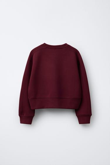 SWEATSHIRT WITH RAISED SLOGAN PRINT - Burgundy by Zara - Image 1