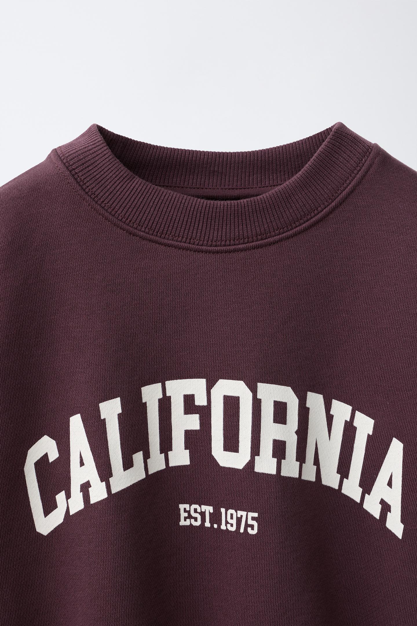Детский свитшот Zara Varsity Graphic, цвет: Бордовый — фото 4