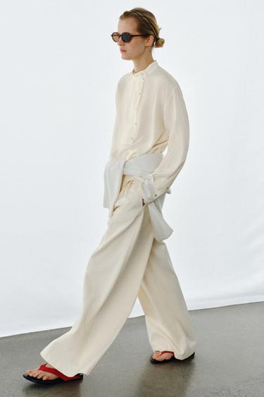 100% SILK SHIRT ZW COLLECTION - Ecru by Zara - Image 6