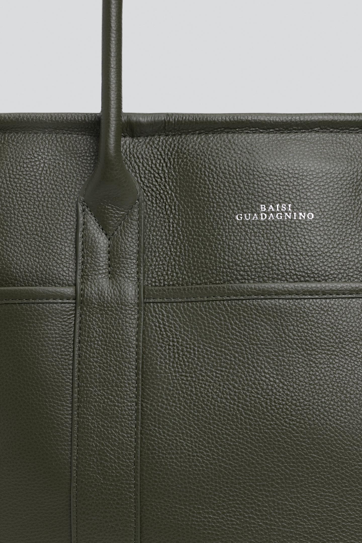 Мужская сумка Zara Leather Shopper, цвет: Зелёный — фото 4