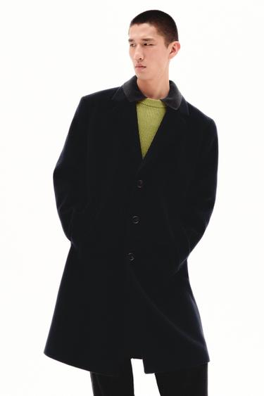REGULAR FIT WOOL COAT - Navy blue by Zara