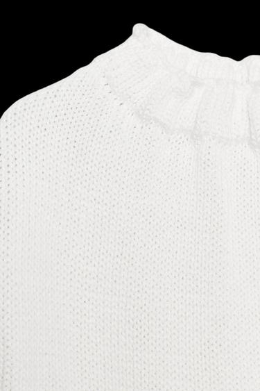 Zara GATHERED NECK KNIT TOP - White