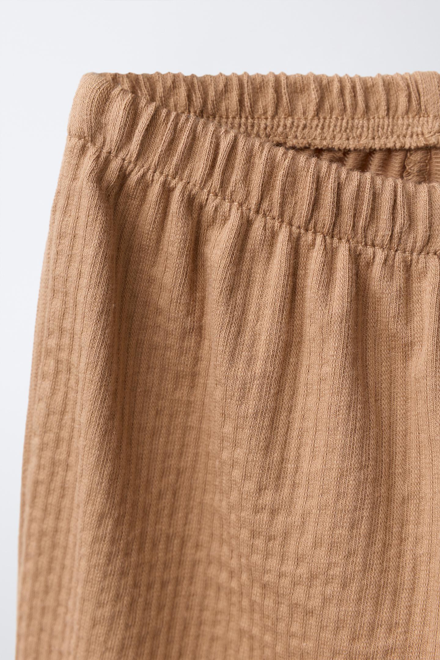 Детские брюки Zara Solid Textured Trousers, цвет: Коричневый — фото 3