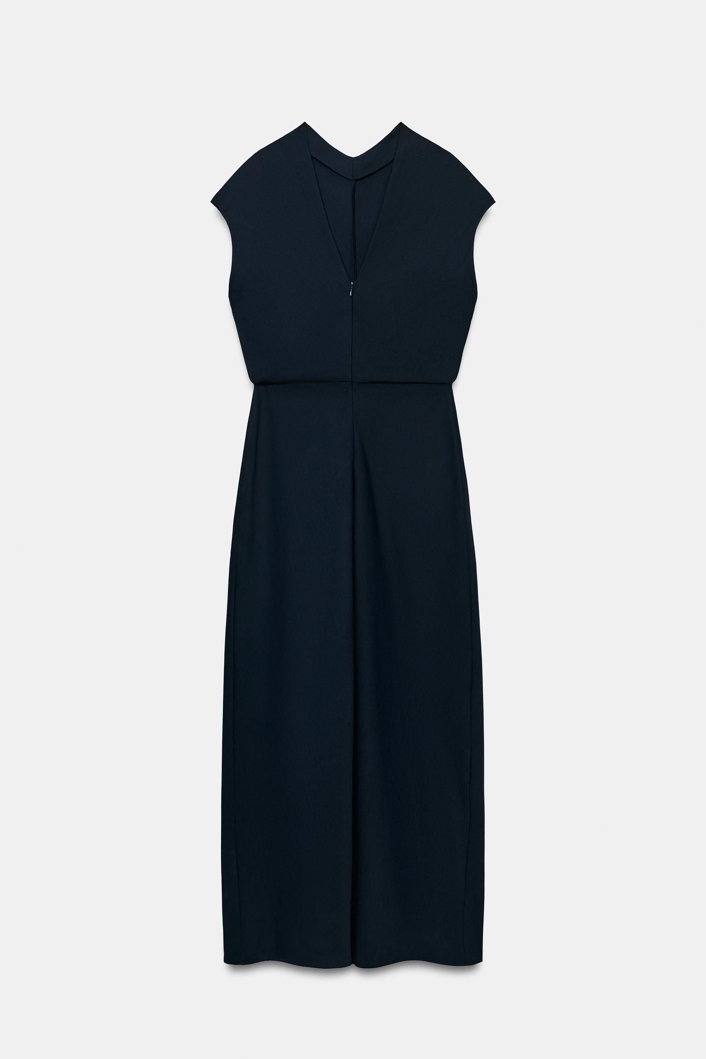 Женское платье Zara Fitted Waist MIDI, цвет: Синий — фото 9