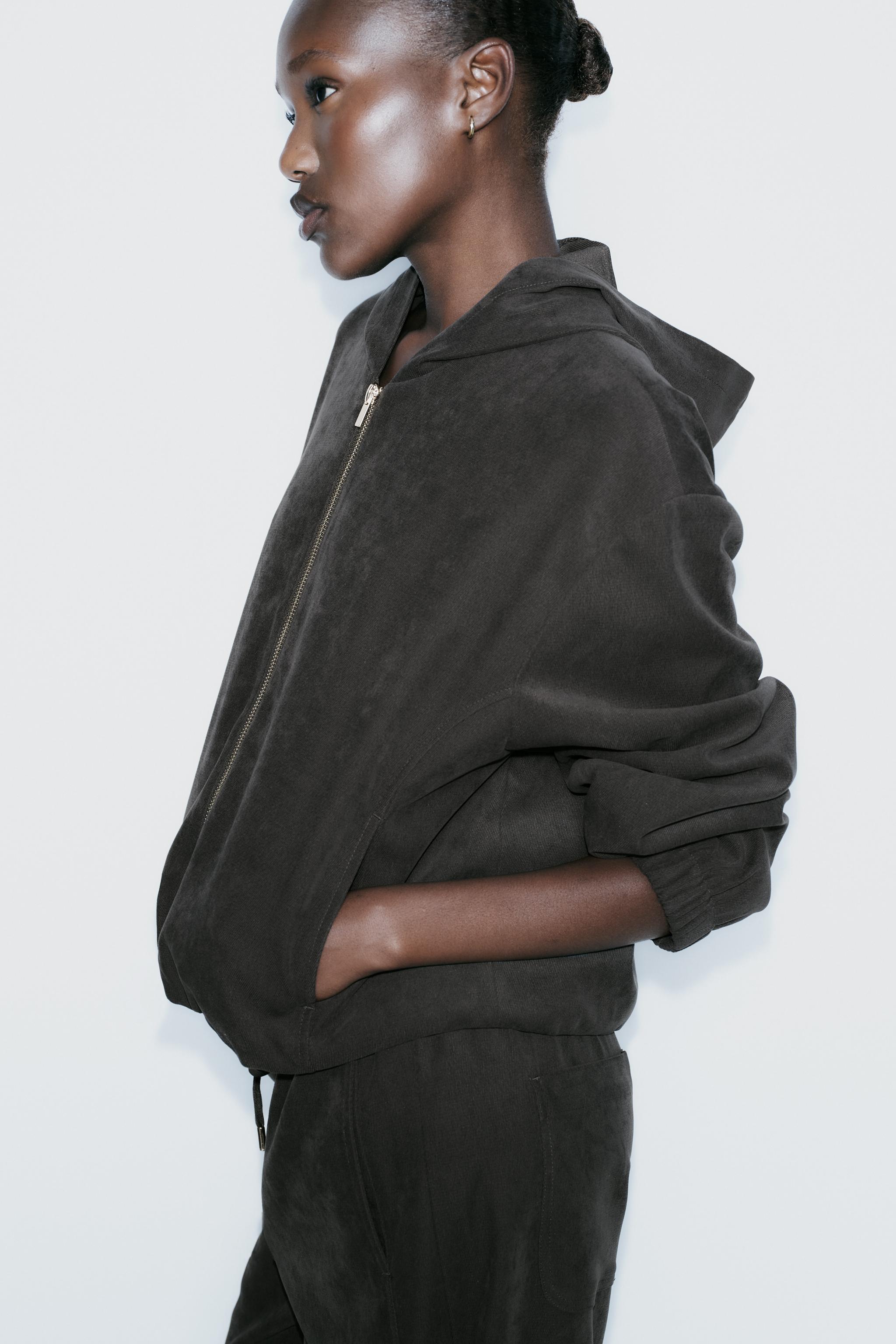 TEXTURED BOMBER JACKET WITH HOOD - Dark grey | ZARA Australia
