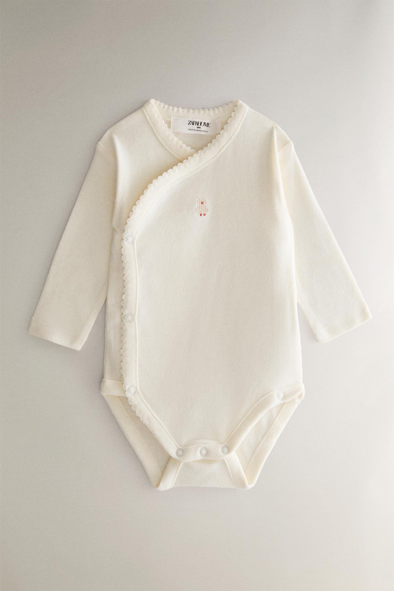 CROSS-STITCH BABY BODYSUIT PACK — Light beige