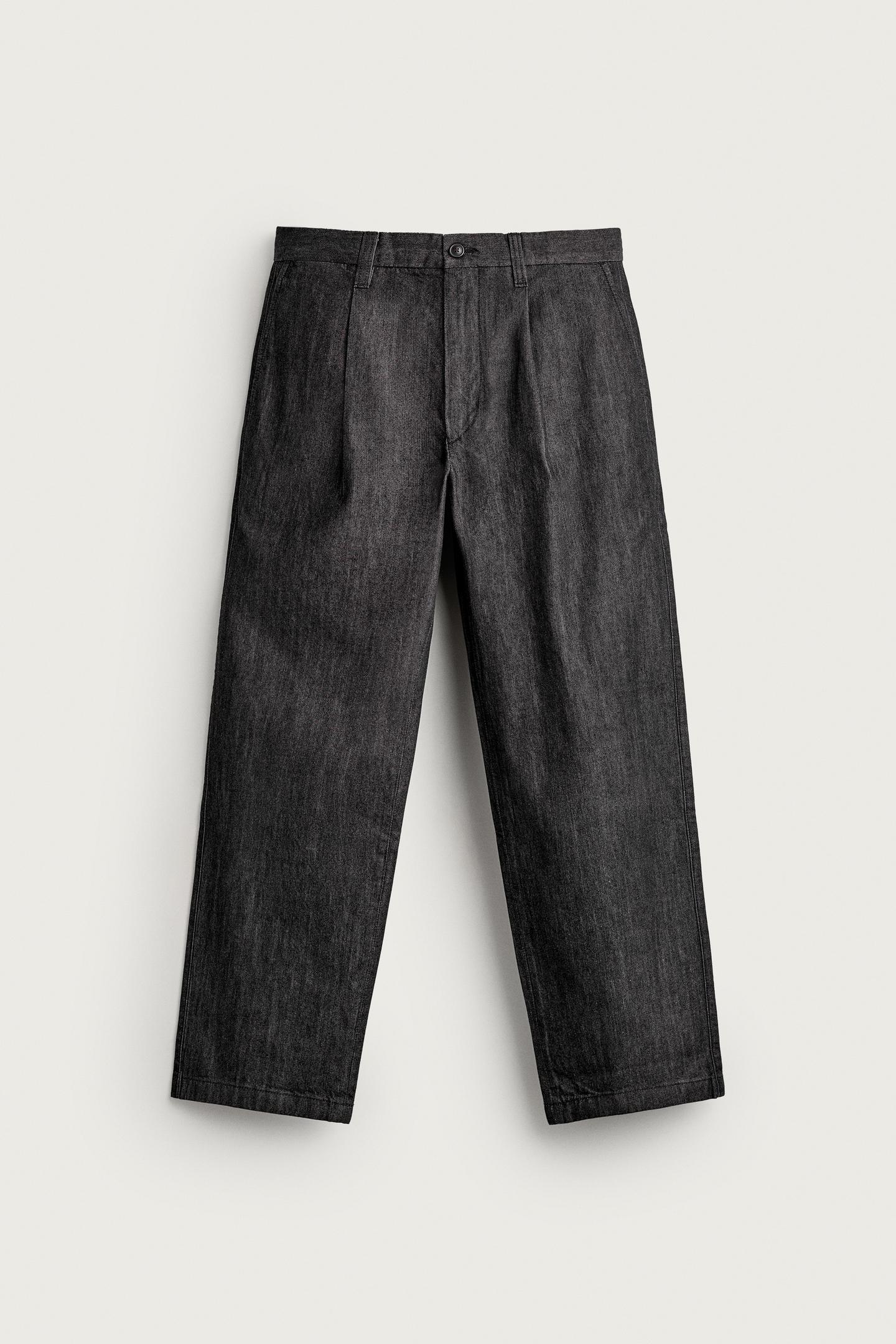 Мужские джинсы Zara Pleated Denim Chino, цвет: Чёрный — фото 6