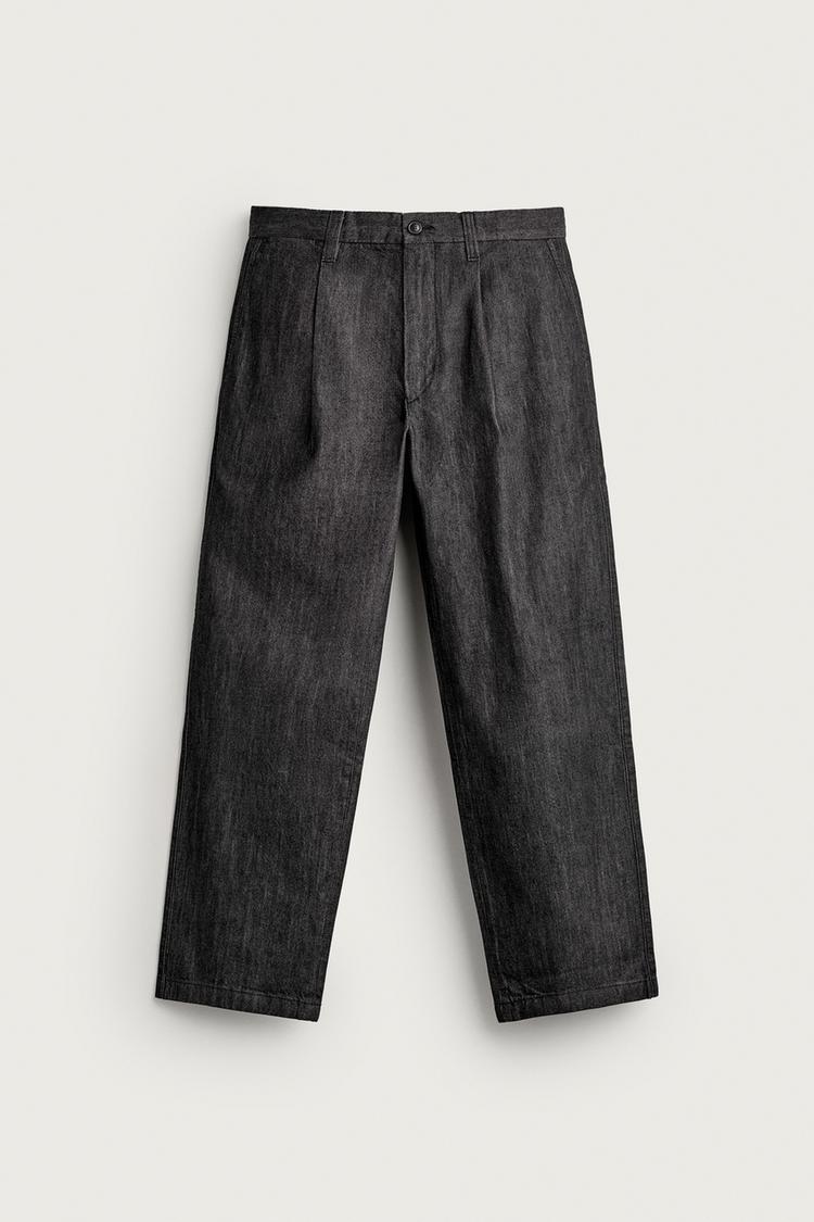Pantalon chino denim pliegues