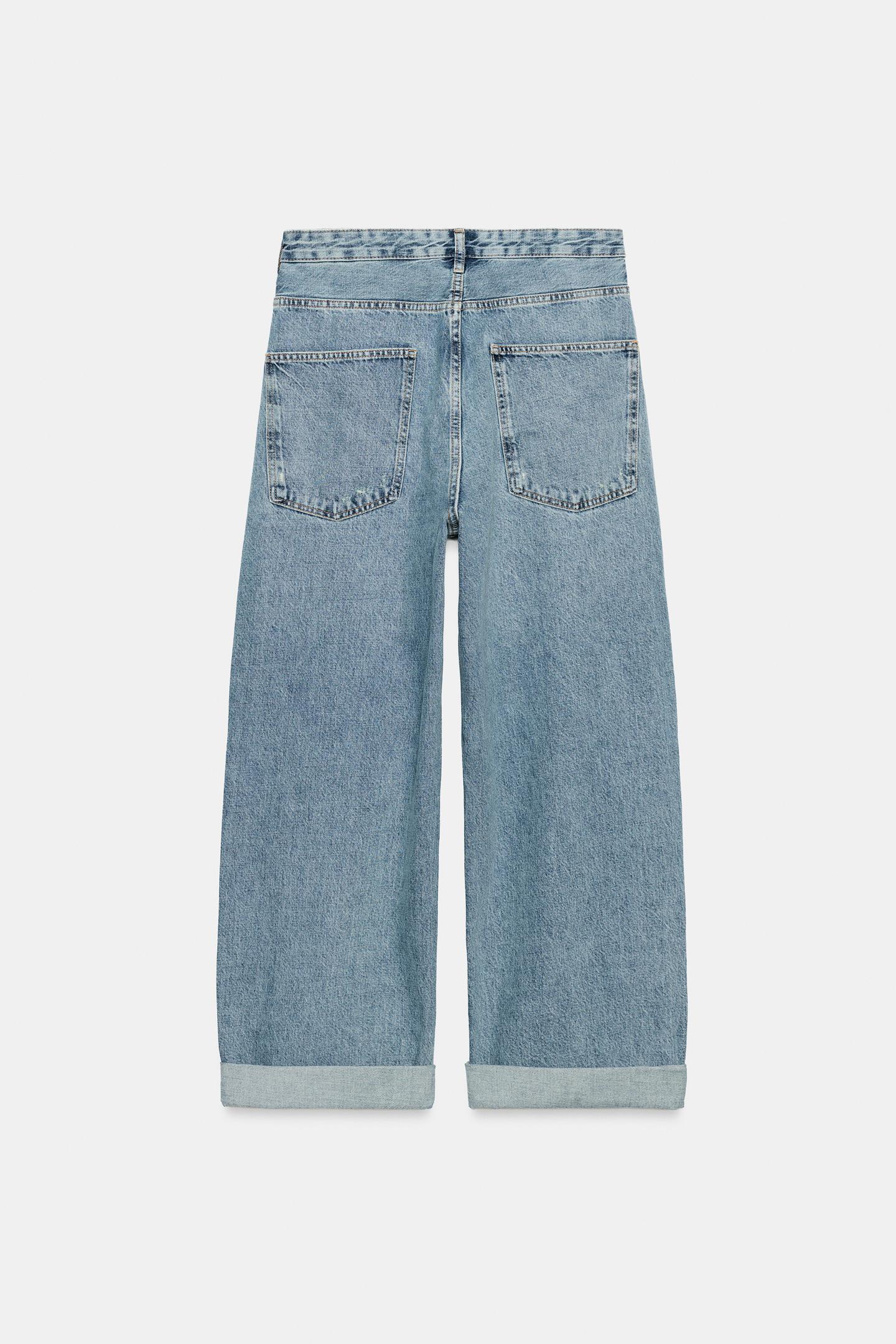 Женские джинсы Zara ZW Collection High-Rise Baggy-Fit, цвет: Синий — фото 9