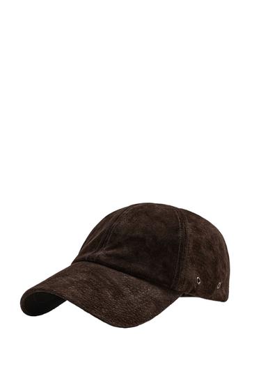SUEDE LEATHER CAP - Brown by Zara