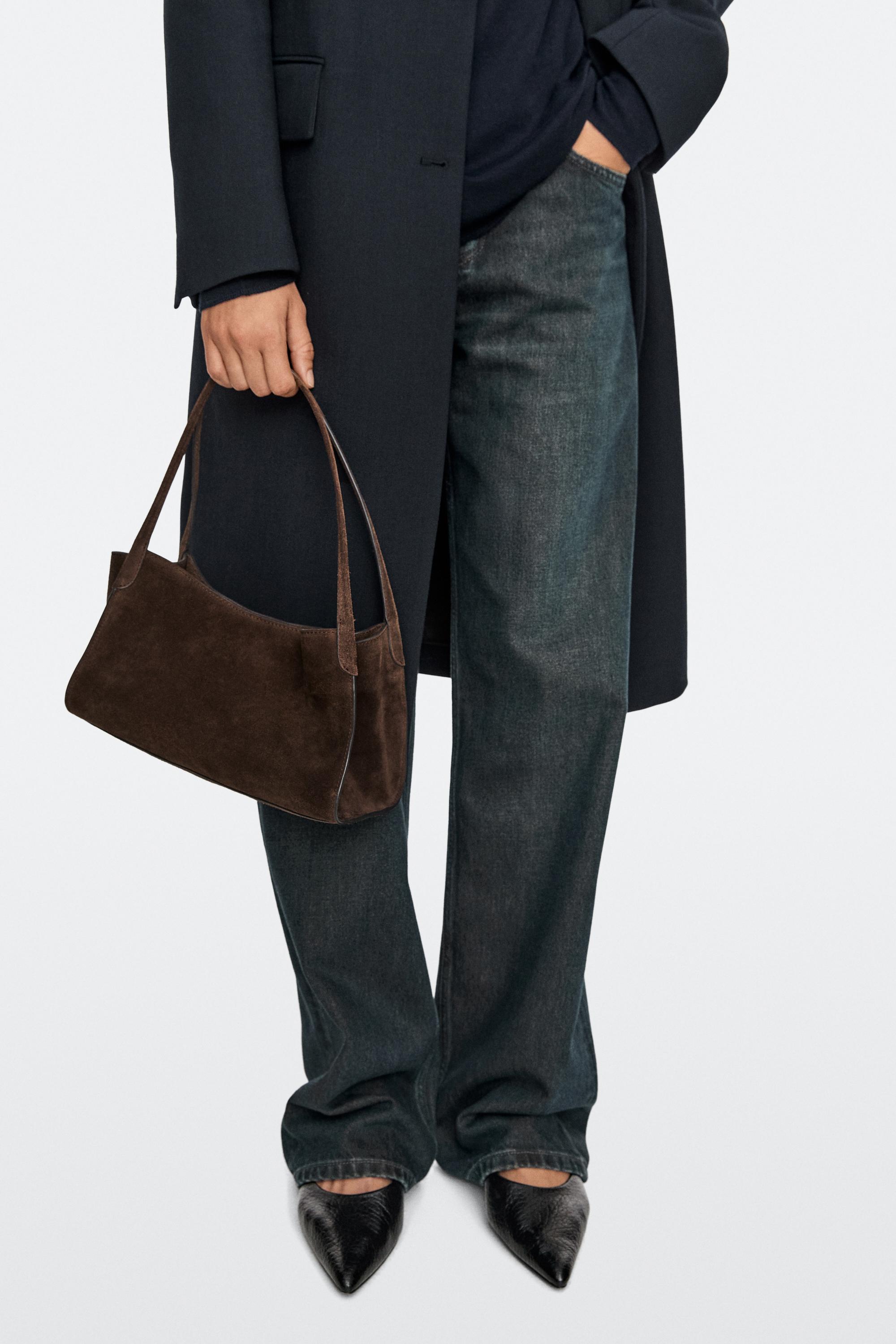 Mini split suede leather satchel