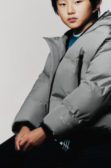 Zara WATER REPELLENT PUFFER COAT WITH ZIPPERS - Light mink
