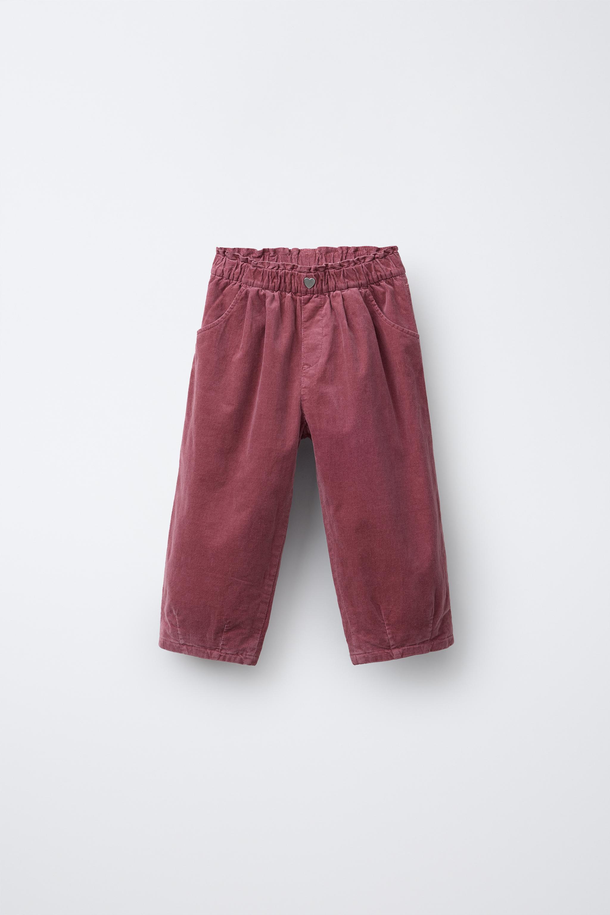 LINED FINE-WALED CORDUROY BAGGY PANTS - Pink | ZARA United