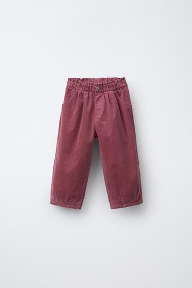 LINED NEEDLECORD BAGGY TROUSERS - Pink by Zara
