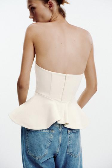TOP INTERLOCK BANDEAU - Écru de Zara - Image 5