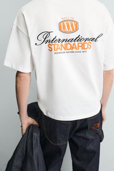 CONTRAST SLOGAN PRINT T-SHIRT - Oyster-white by Zara - Image 4