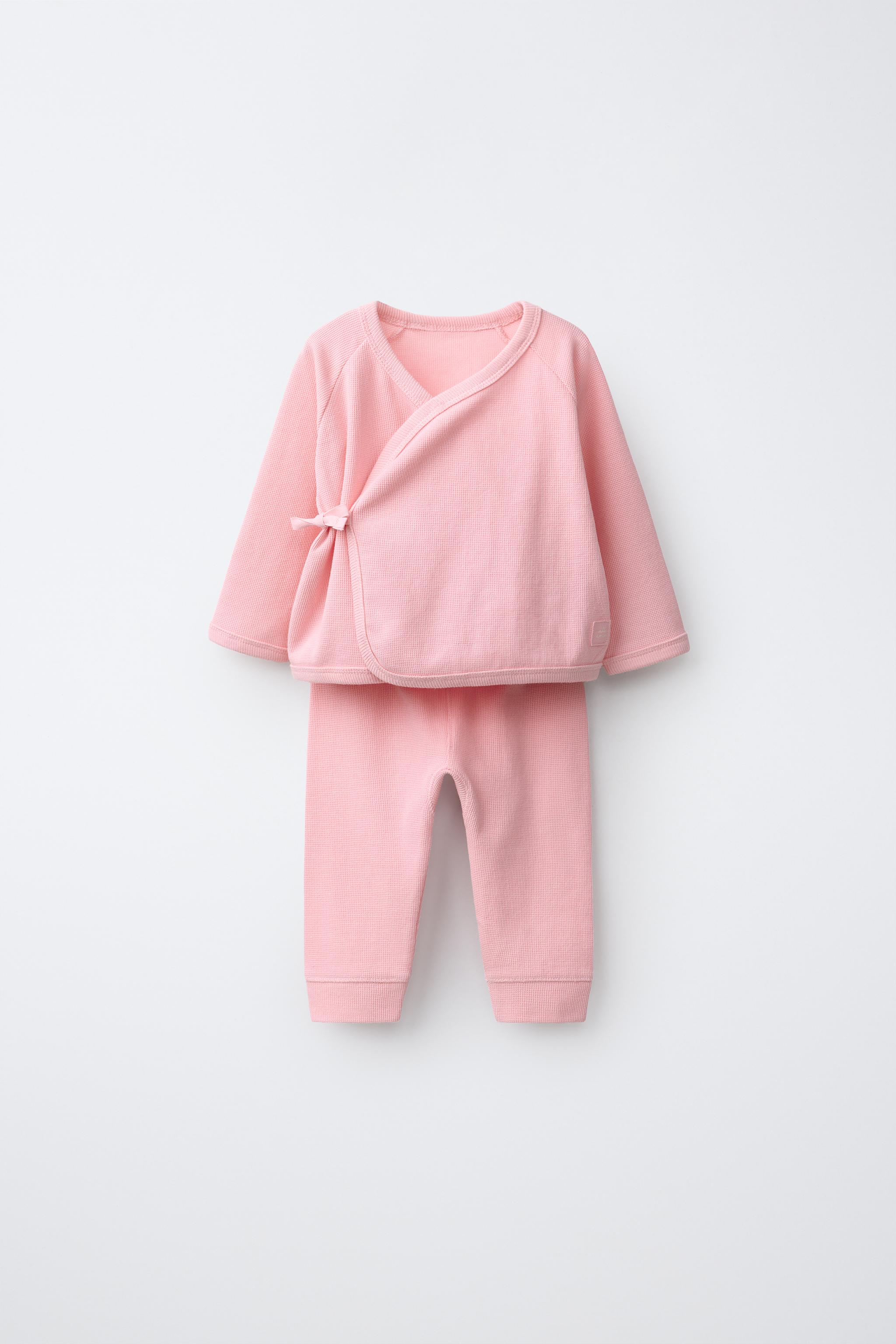 EMBOSSED WRAP TOP AND LEGGING SET — Pink