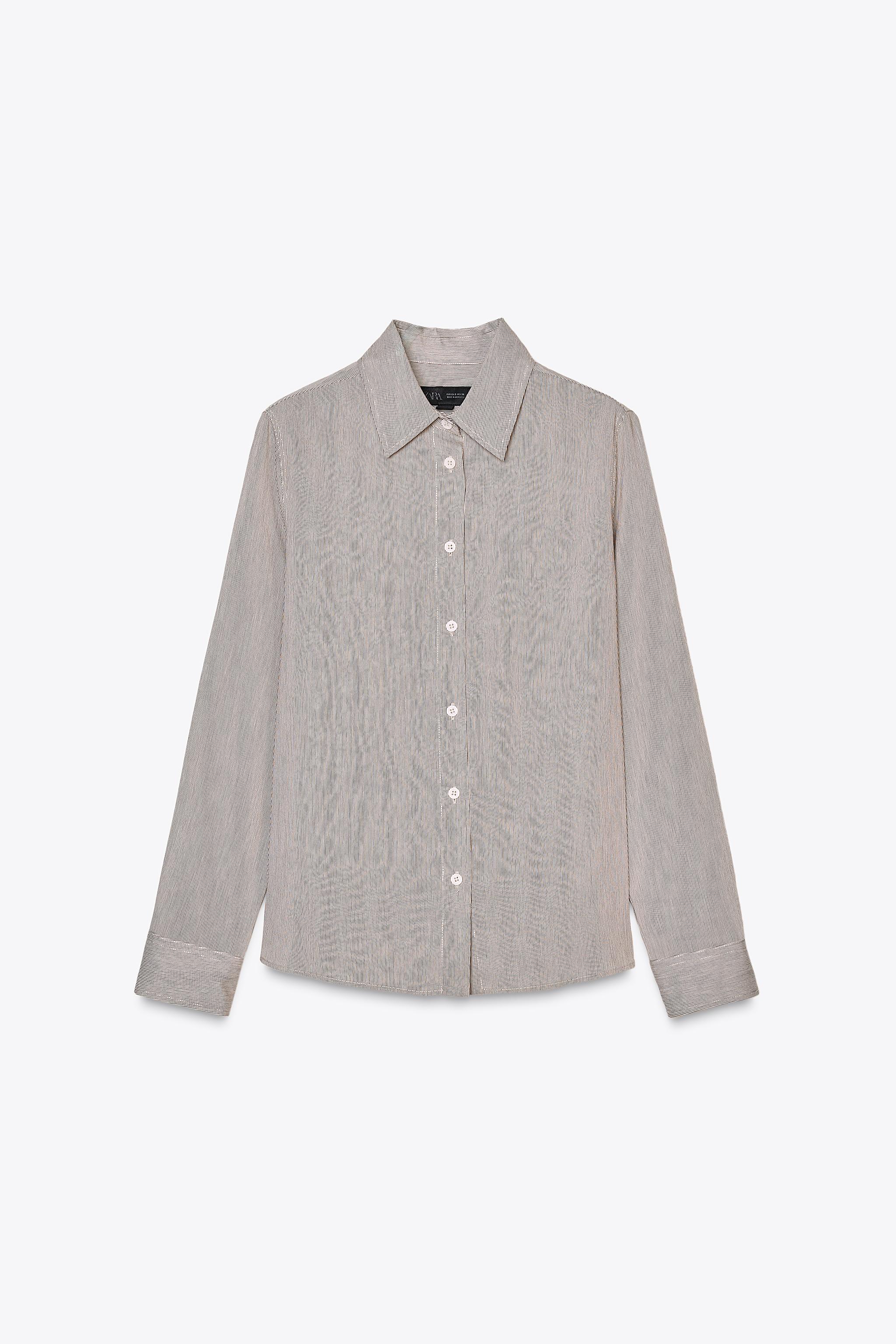ストライプ ZW COLLECTION シャツ - ベージュブラウン | ZARA Japan / 日本