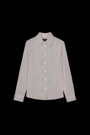Zara ZW COLLECTION STRIPED SHIRT - Beige-brown - Image 0