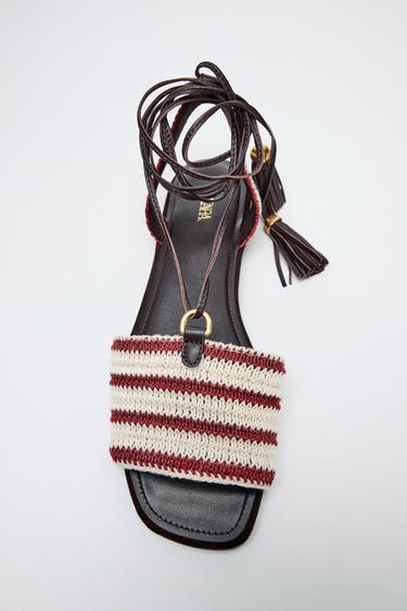 SANDALEN MET STREEPJES EN VETERSLUITING - Veelkleurig van Zara