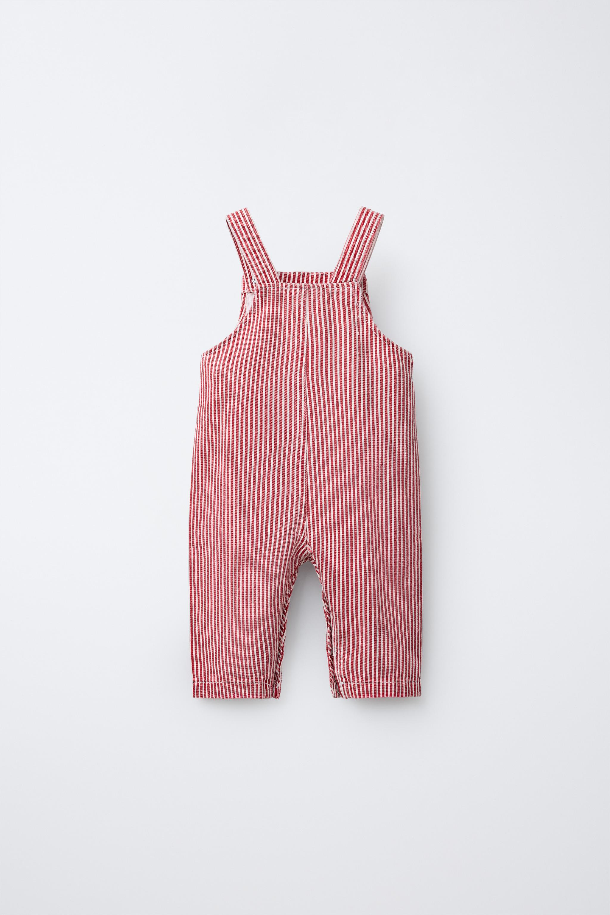 LONG STRIPED HEART SATEEN OVERALLS - Red / White | ZARA United States