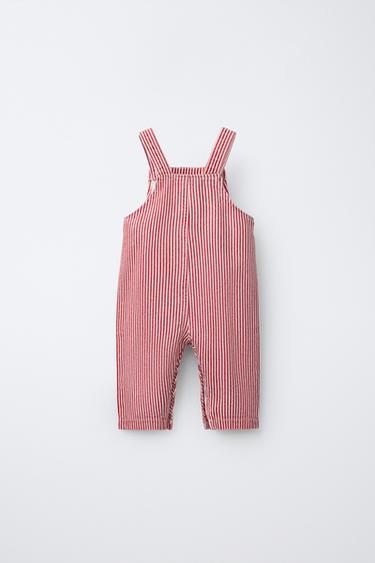SALOPETTE LONGUE EN SERGÉ À RAYURES CŒUR - Rouge / Blanc de Zara - Image 1