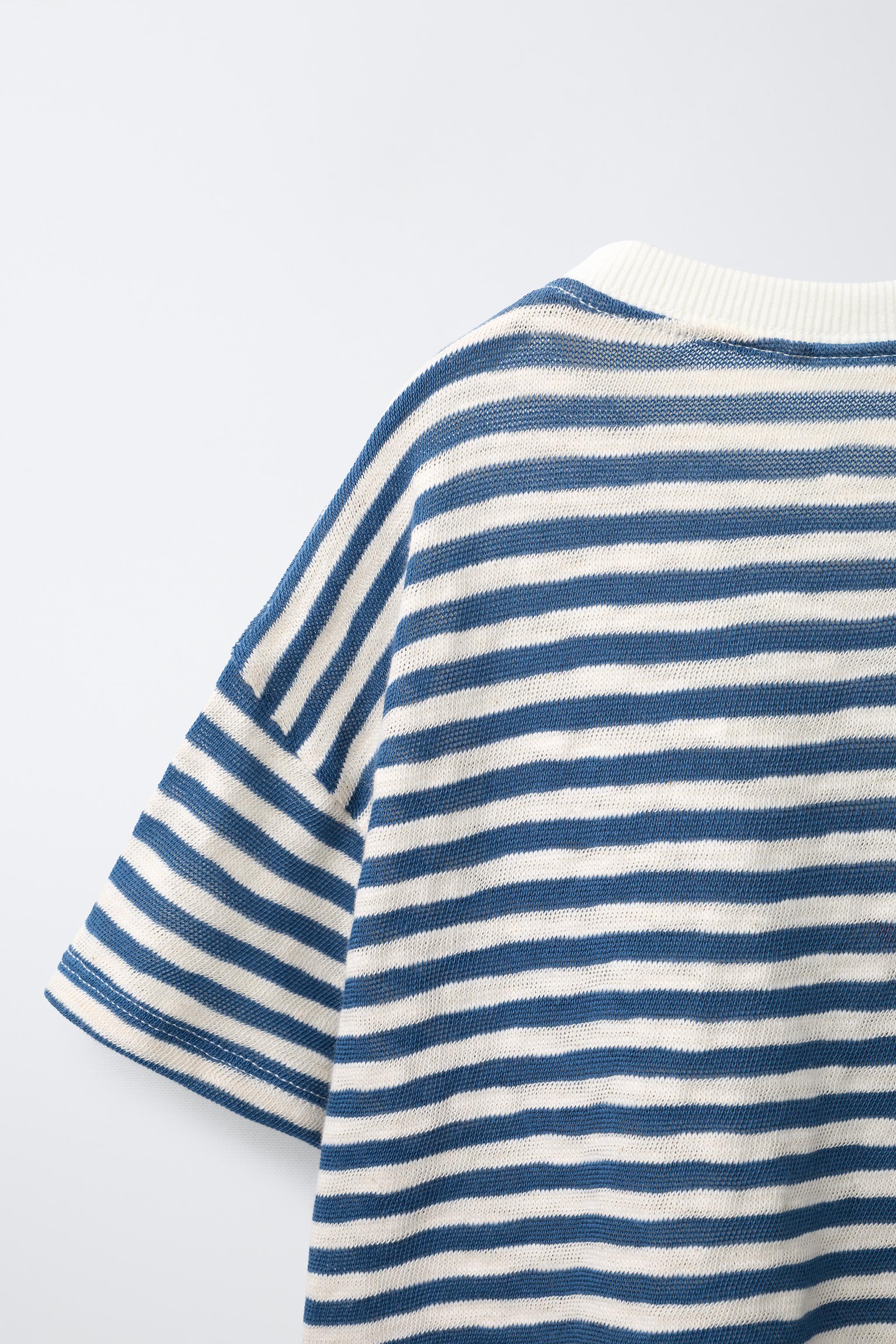 Детские футболки Zara EMBROIDERED STRIPED T-SHIRT — фото 4