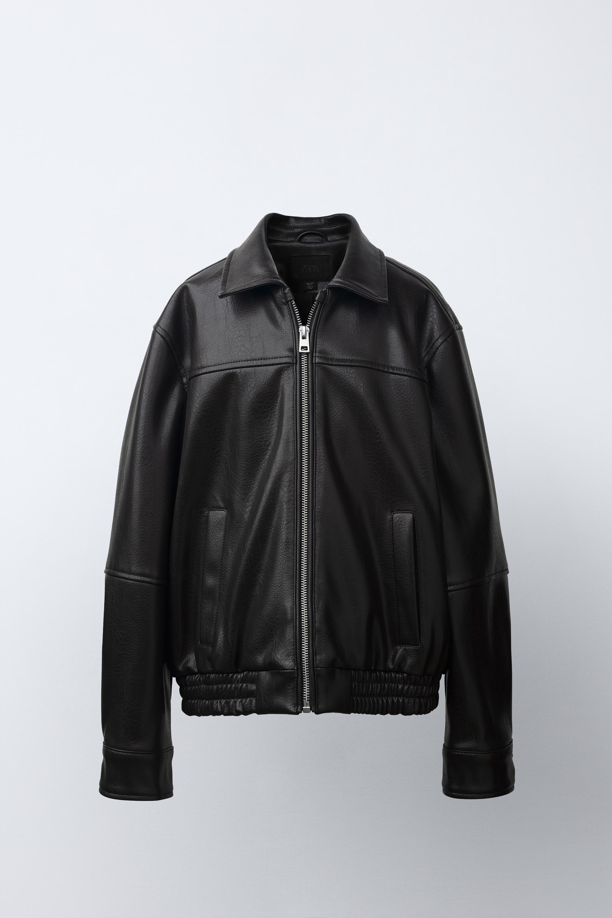 LEATHER EFFECT BOMBER JACKET - Brown | ZARA South Africa