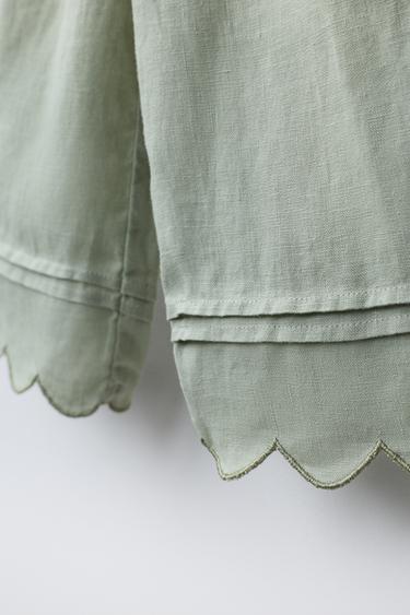 100% LINEN CULOTTES - Greenish by Zara - Image 3