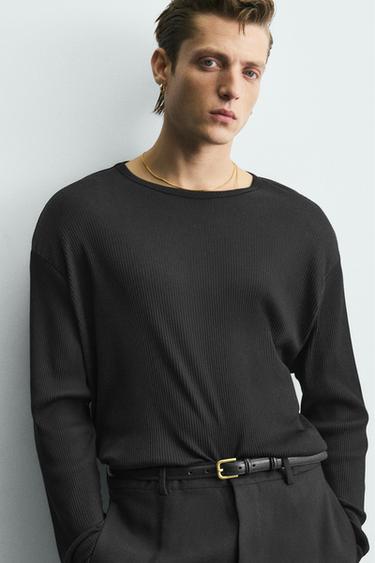 LIGHTWEIGHT LYOCELL - COTTON T-SHIRT - Black by Zara - Image 4