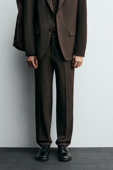 Zara COMFORT SUIT PANTS - Brown