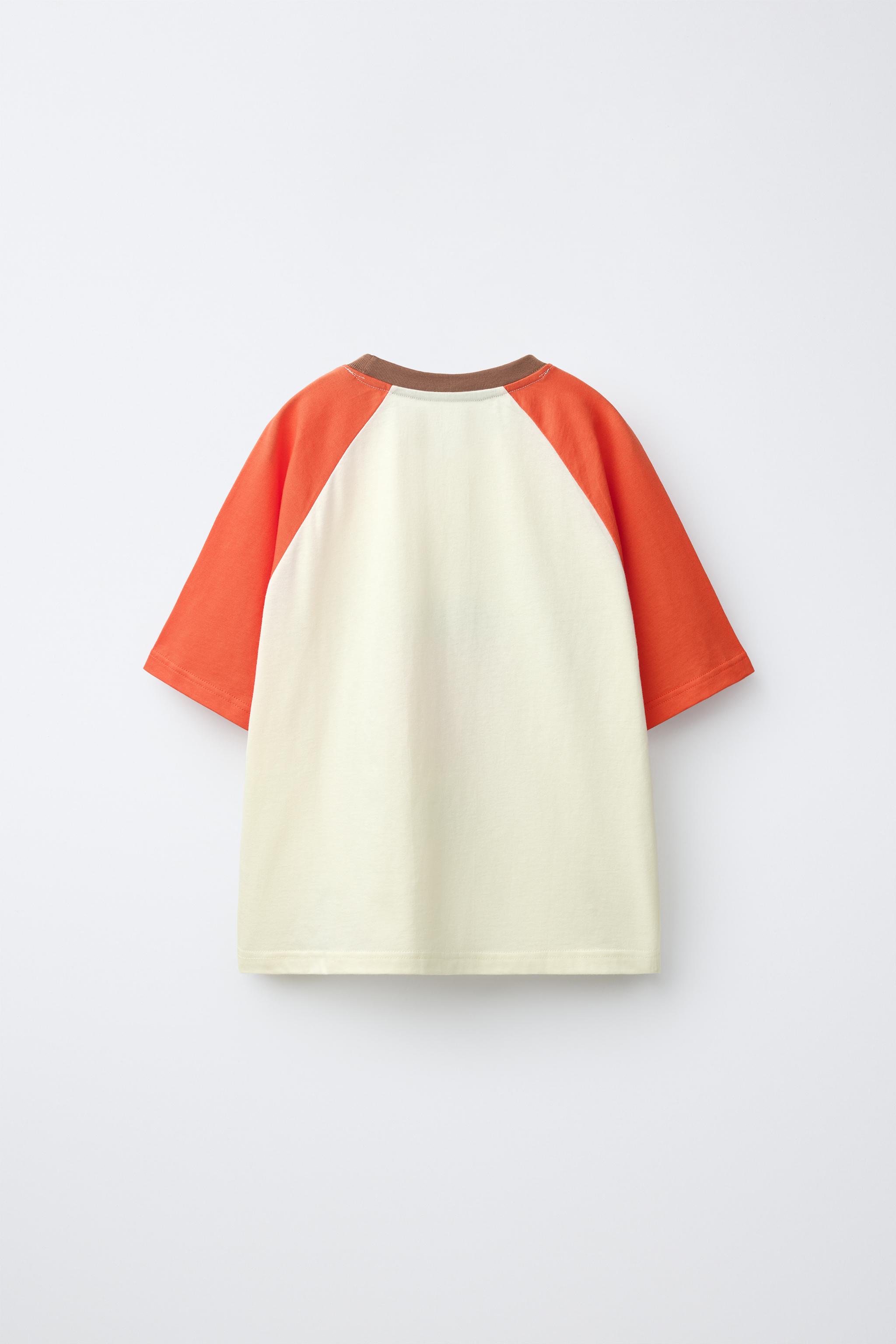 RAGLAN SLEEVE PRINTED T-SHIRT — Red