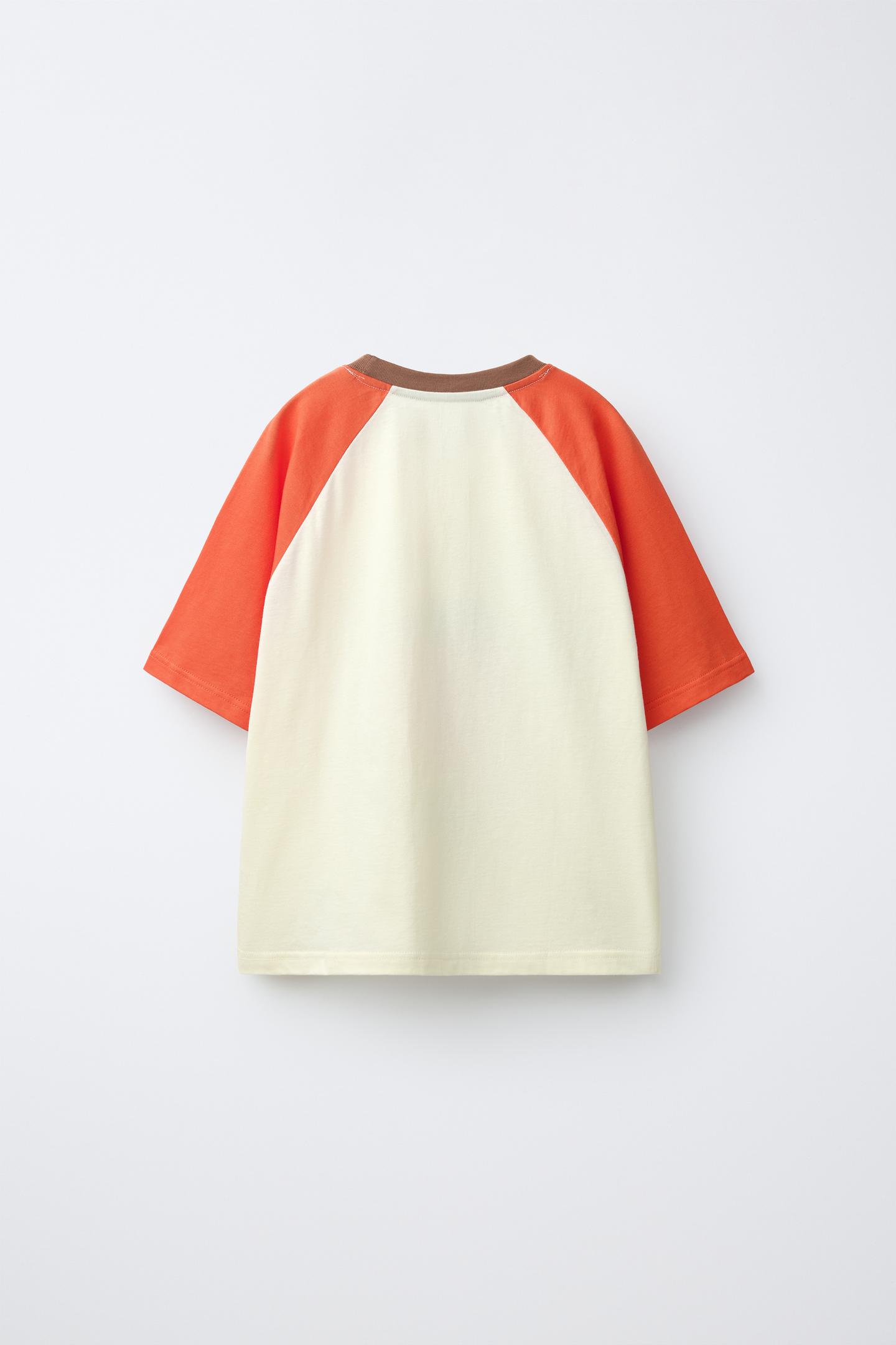 Детская футболка Zara Raglan Sleeve Printed, цвет: Красный — фото 3