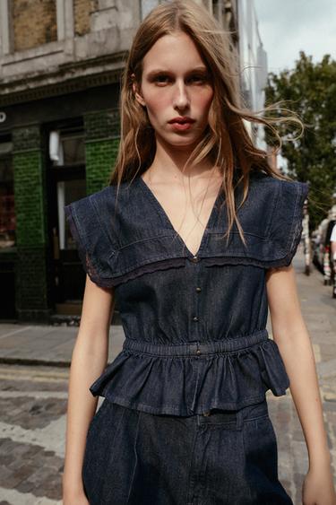 CAMISA DENIM ENCAIX - Blau de Zara