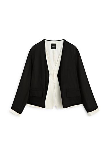 Veste double contraste total look - Noir de Zara