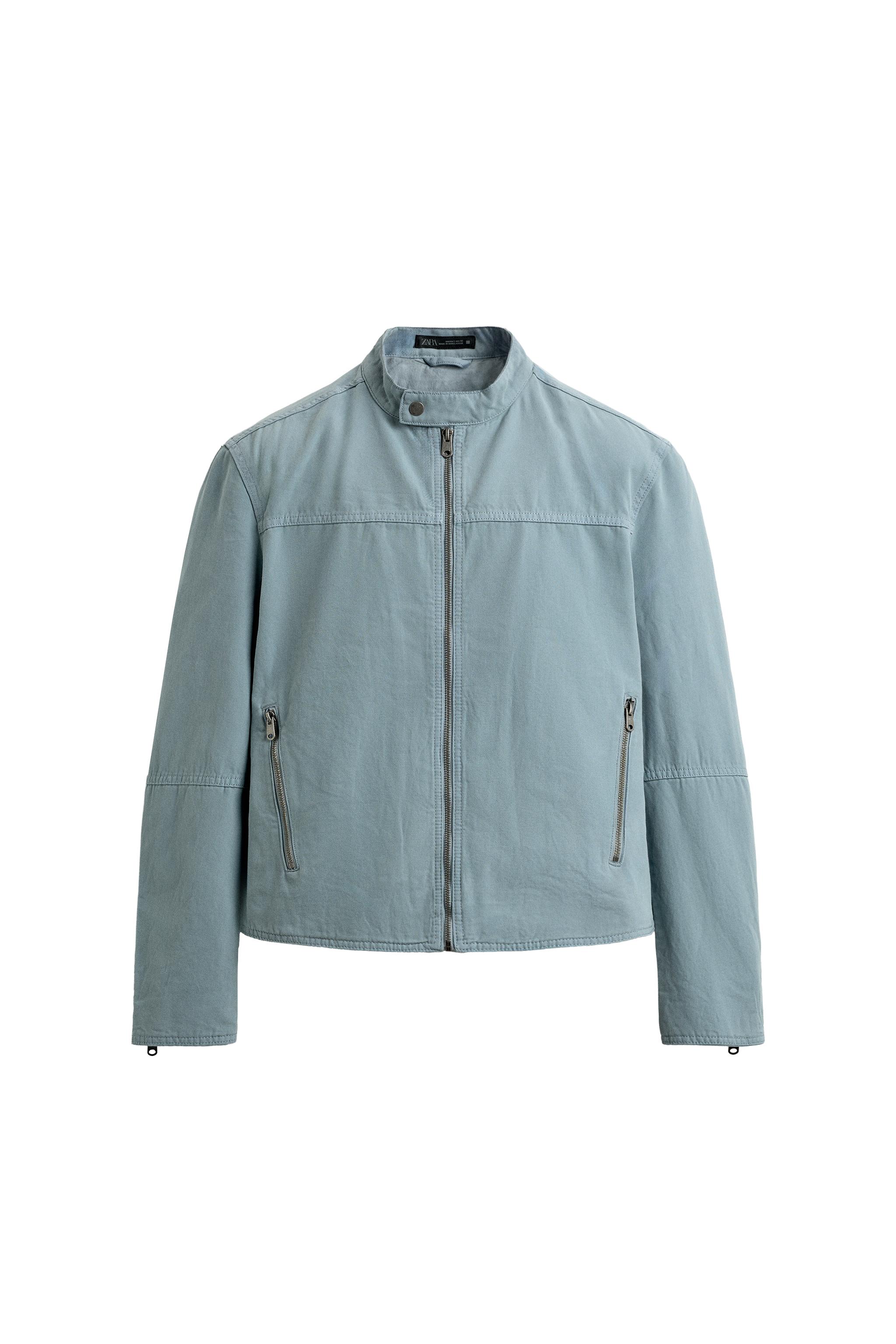 WASHED COTTON RELAXED FIT JACKET - Faded sky blue | ZARA United States