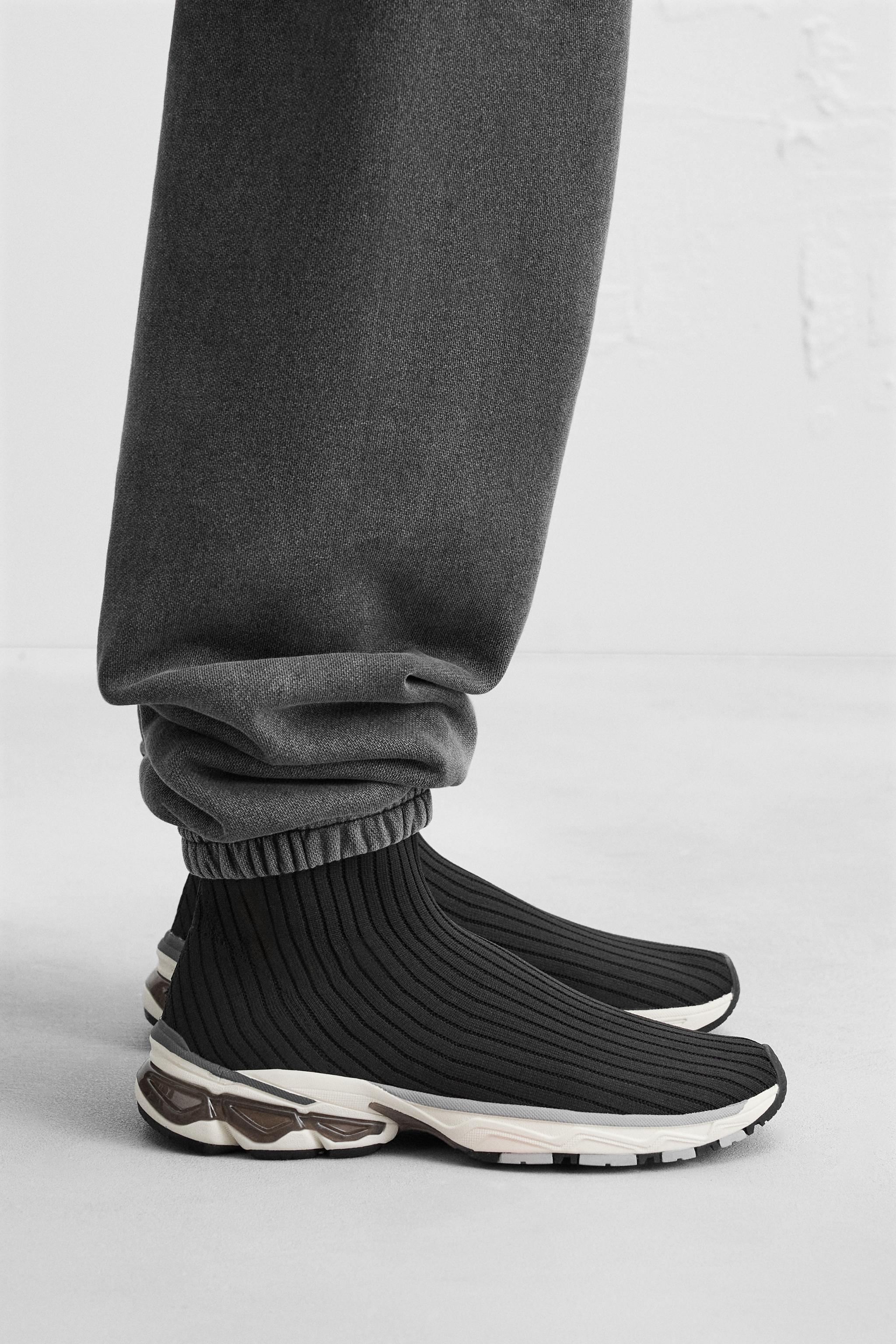 Zara Mens Black Sock Sneakers ZARA Athletic Sock-Style Shoes 2025