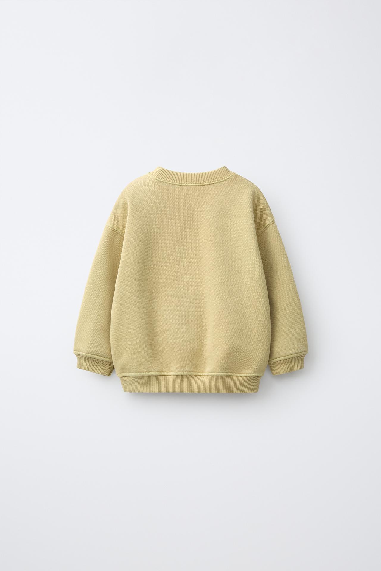 GARMENT-DYED SOLID SWEATSHIRT — Khaki
